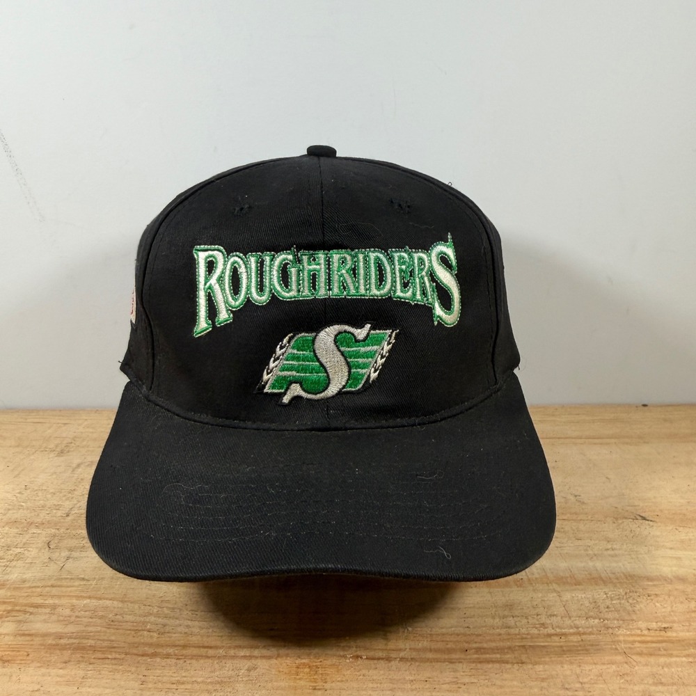 Roughriders Hat Mens OSFA Black Vintage 90s Athletics Softwear CFL Snapback Cap